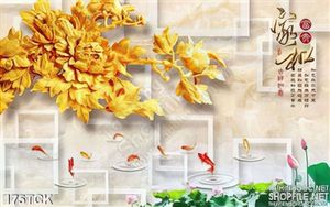 Tranh hoa sen, cá chép và hoa cúc