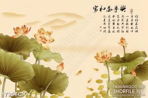 Tranh sơn dầu cá chép trong đầm sen đầy hoa in 3d
