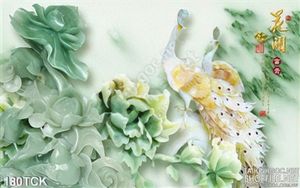 Tranh hoa sen, cá chép và chim công