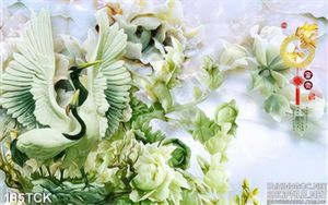 Tranh hoa sen giả ngọc chim hạc