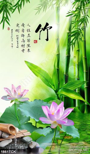 Tranh in uv những bông sen trong hồ nước xanh biếc