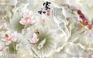 Tranh trang trí đàn bướm và những bông hoa sen hồng