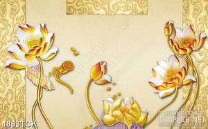 Tranh trang trí những bông sen trong hồ sơn dầu