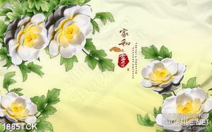 Tranh những bông hoa trắng trên mặt hồ giả ngọc in uv