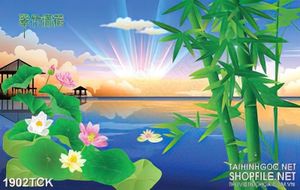 Tranh sơn dầu bông hoa sen trên hồ về đêm in canvas