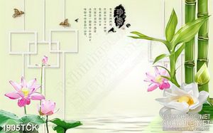 Tranh những bông hoa sen nở rộ trên hồ in treo tường