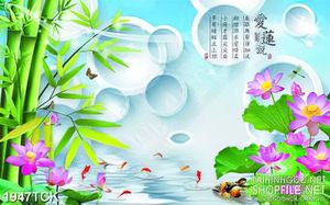 Tranh sơn dầu những bông sen tím trên hồ cá chép