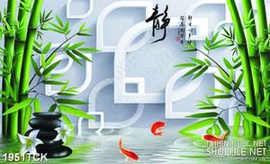 Tranh in 3d những viên đá cuội trên hồ cá chép sơn dầu