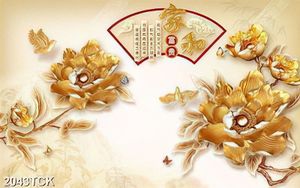 Tranh decor hoa sen hồng và đàn cá chép vàng giả ngọc