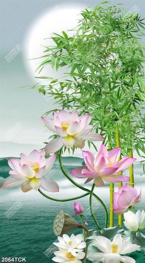 Tranh in canvas những bông sen hồng kheo sắc bên trăng