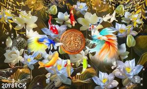 Tranh sơn dầu trang trí những bông hoa sen trắng muốt