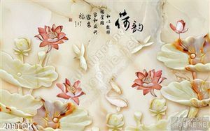 Tranh hoa sen, cá chép giả ngọc nghệ thuật