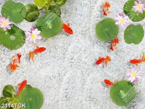Tranh hoa sen cá chép vàng trong hồ nước trang trí tường
