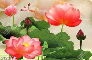 Tranh sơn dầu trang trí những bông hoa sen hồng rực rỡ