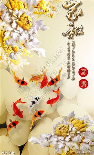 Tranh hoa sen, cá chép kim tiền nghệ thuật
