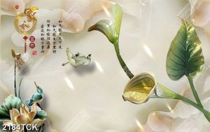 Tranh in canvas chú chim non đậu trên bông sen giả ngọc