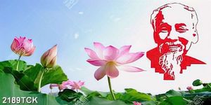 Tranh hình ảnh bác Hồ trên hồ hoa sen trang trí tường Tranh Hình Ảnh Bác Hồ Trên Hồ Hoa Sen Trang Trí Tường