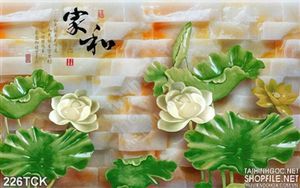 Tranh hoa sen giả ngọc thư pháp