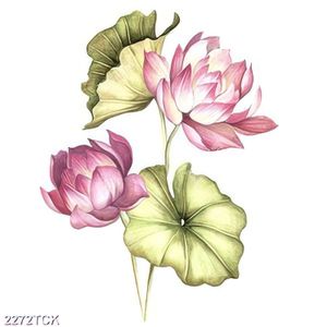 Tranh decor những bông hoa sen hồng bên chiếc lá úa