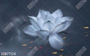 Tranh decor đàn cá chép tung tăng bên bông hoa sen trắng