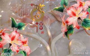 Tranh hoa sen, cá chép giả ngọc độc đáo