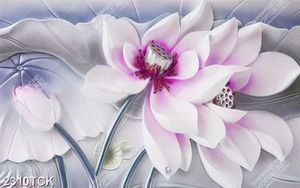 Tranh in tường bông hoa sen hồng giả ngọc xinh đẹp