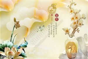 Tranh hoa sen, cá chép trang trí Tết