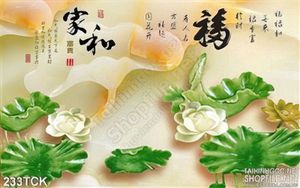 Tranh hoa sen, cá chép giả ngọc  trang trí