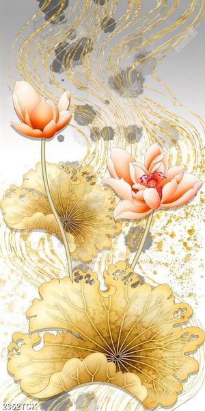 Tranh sơn dầu trang trí những bông hoa sen xinh đẹp