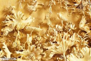 Tranh in canvas những chiếc lá đan xen bông hoa sen gỗ