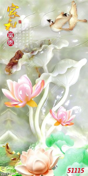 Tranh những đàn cá chép nhiều màu sắc bên đầm sen