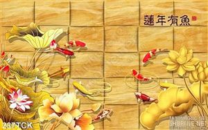 Tranh hoa sen, cá chép trang trí Tết