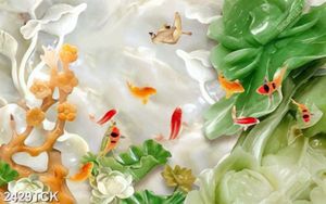 Tranh in canvas cá chép và bông hoa sen hồng khoe sắc