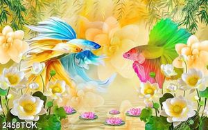 Tranh sơn dầu trang trí những bông hoa sen trắng muốt