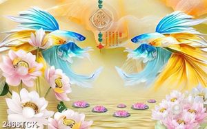 Tranh decor cá chép bơi tung tăng dưới ánh trăng tròn