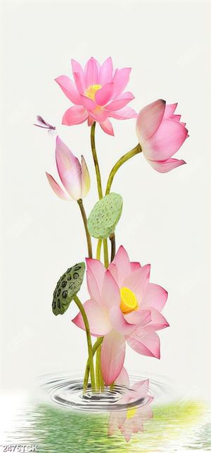 Tranh nghệ thuật chú chuồn chuồn bên bông hoa sen
