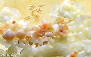 Tranh in uv cành hoa mẫu đơn trên hồ cá chép giả ngọc