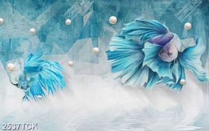 Tranh hoa sen hồng khoe sắc trong hồ nước xanh ngắt