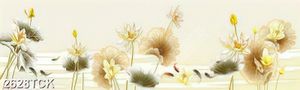 Tranh nghệ thuật đàn cá chép bên hồ hoa sen và chữ phúc