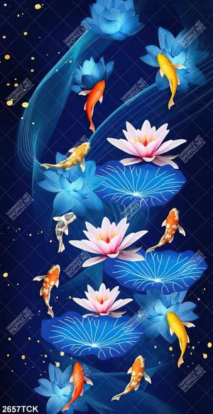 Tranh in canvas đàn cá chép tung tăng trong dòng nước xanh