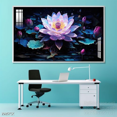 Mẫu tranh decor tường cá chép hoa sen 