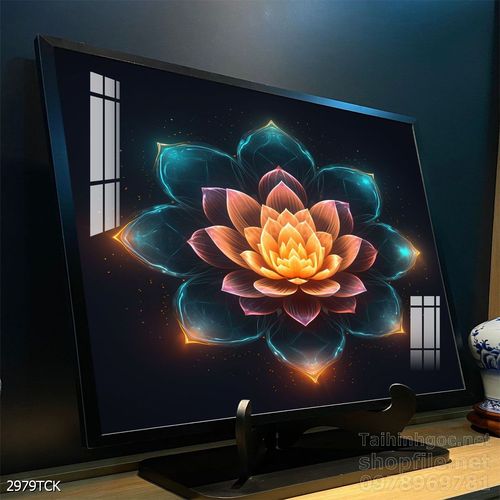 Mẫu tranh decor tường cá chép hoa sen 