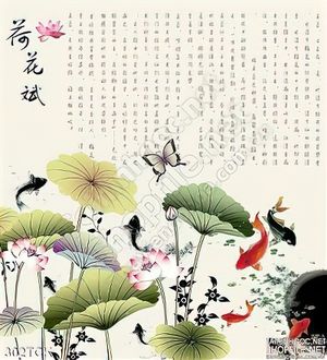 Tranh hoa sen, cá chép phong thủy