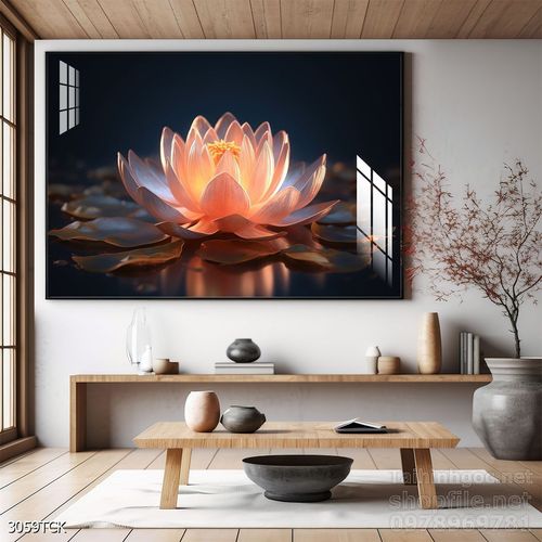 Mẫu tranh decor tường cá chép hoa sen 