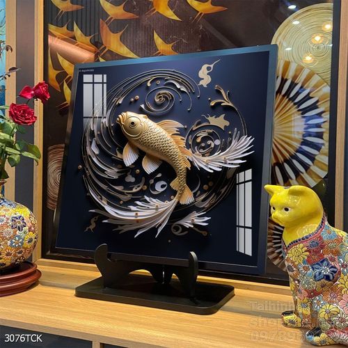 Mẫu tranh decor tường cá chép hoa sen 