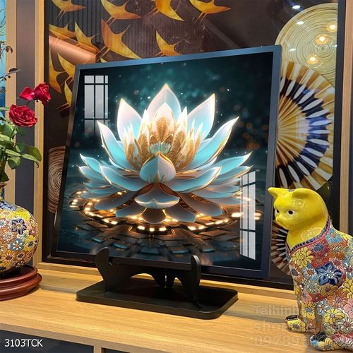 Mẫu tranh decor tường cá chép hoa sen 