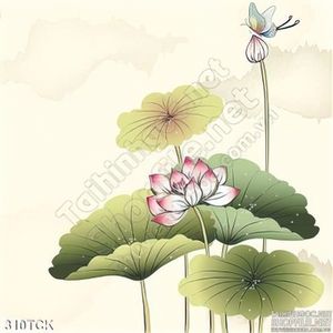 Tranh hoa sen, cá chép dán tường đẹp
