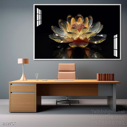 Mẫu tranh decor tường cá chép hoa sen 