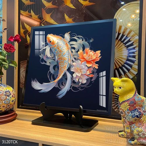 Mẫu tranh decor tường cá chép hoa sen 