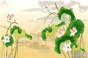 Tranh hoa sen, cá chép dán tường